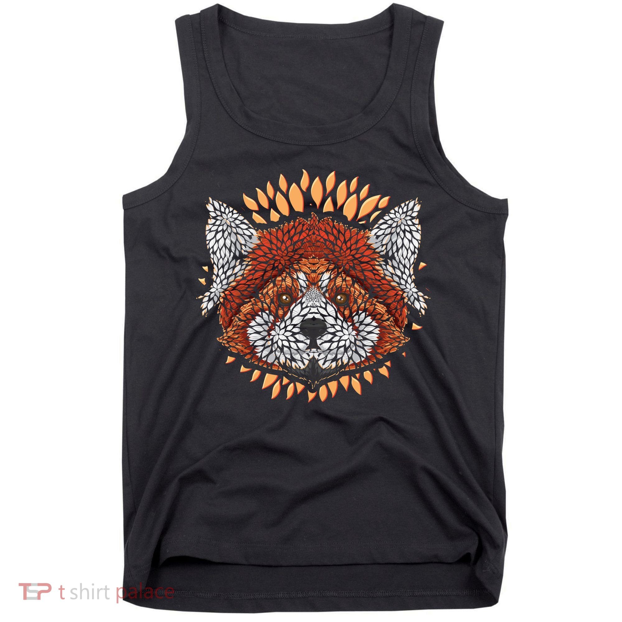 Cute Red Panda Leaf Petal Face Tank Top