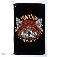 Cute Red Panda Leaf Petal Face Golf Towel thumb 0