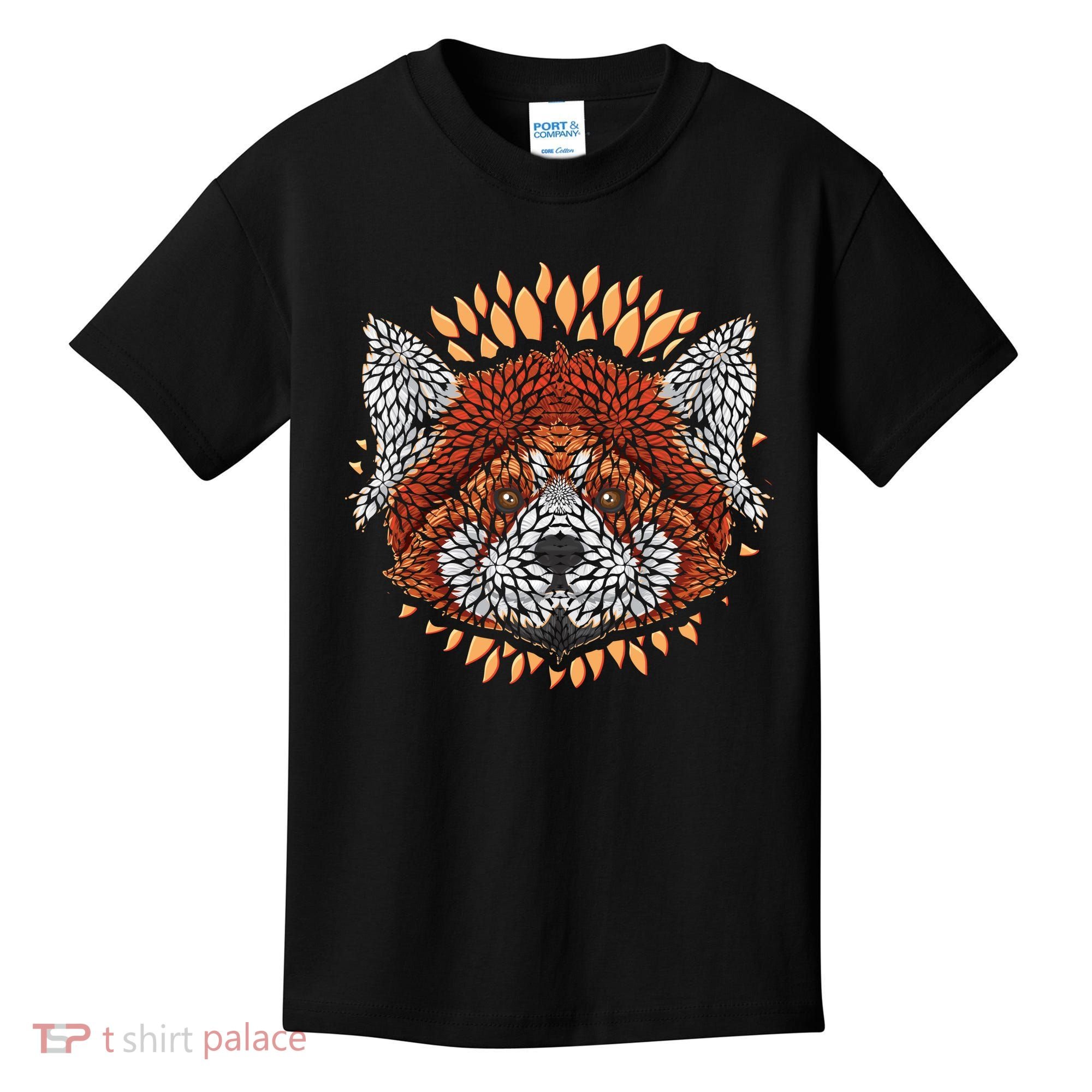 Cute Red Panda Leaf Petal Face Kids T-Shirt