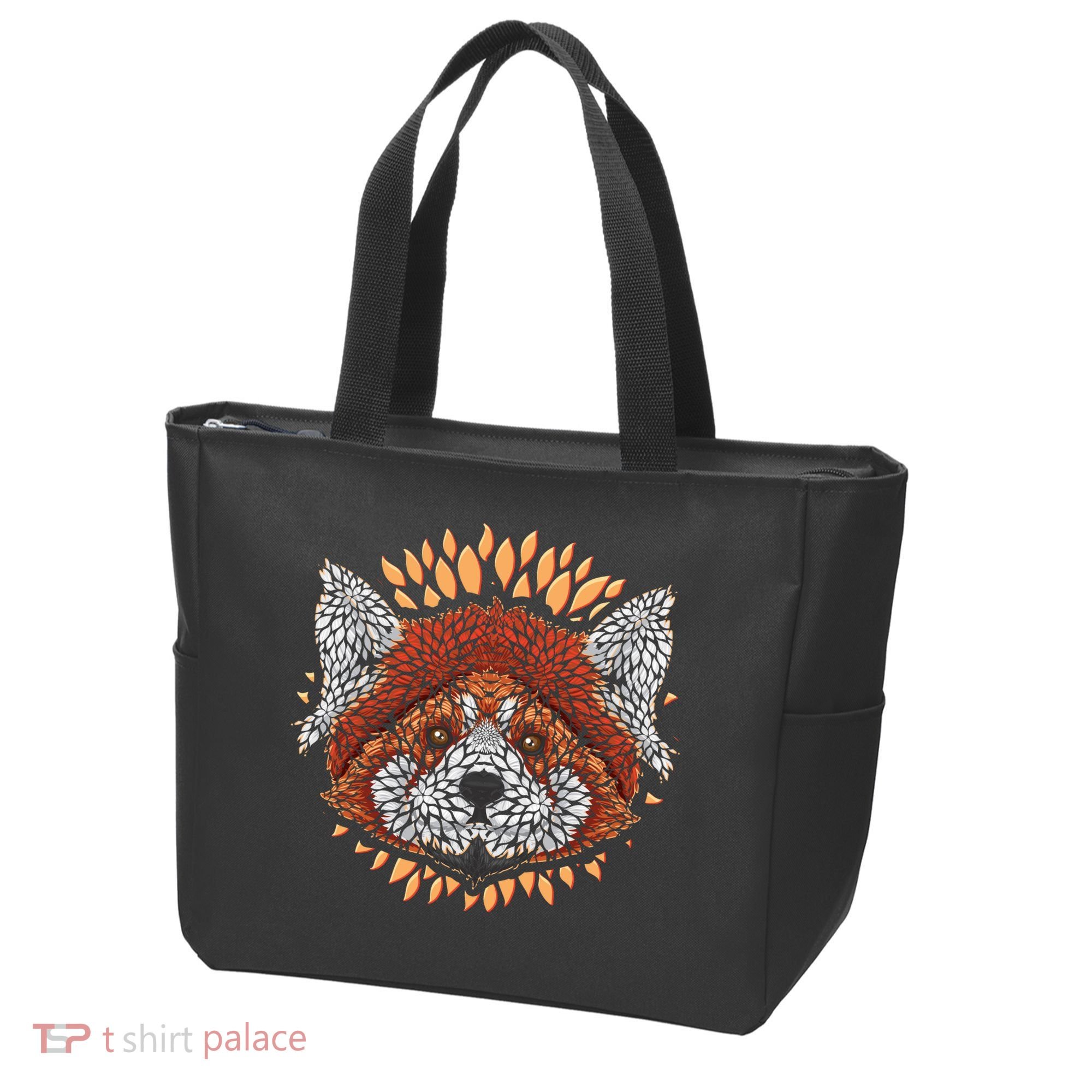 Cute Red Panda Leaf Petal Face Tote Bag