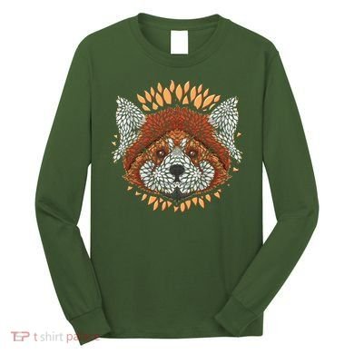 Cute Red Panda Leaf Petal Face Long Sleeve Shirt