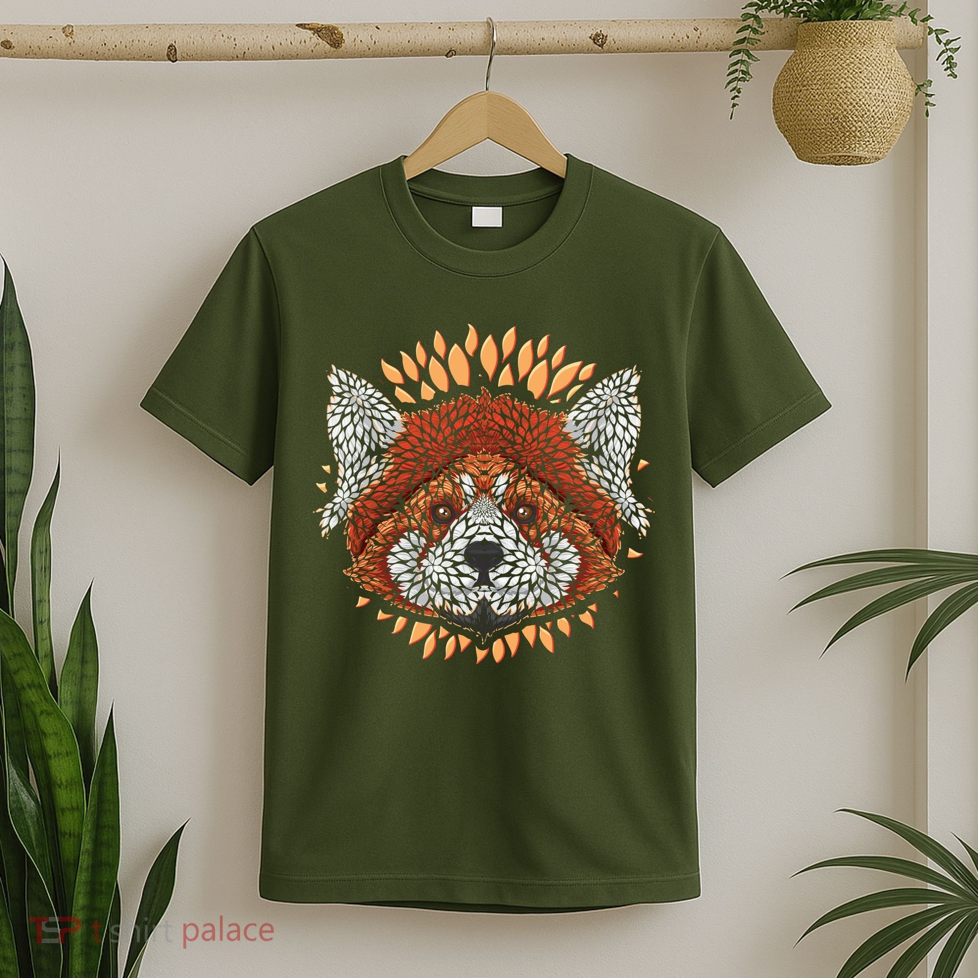 Cute Red Panda Leaf Petal Face T-Shirt