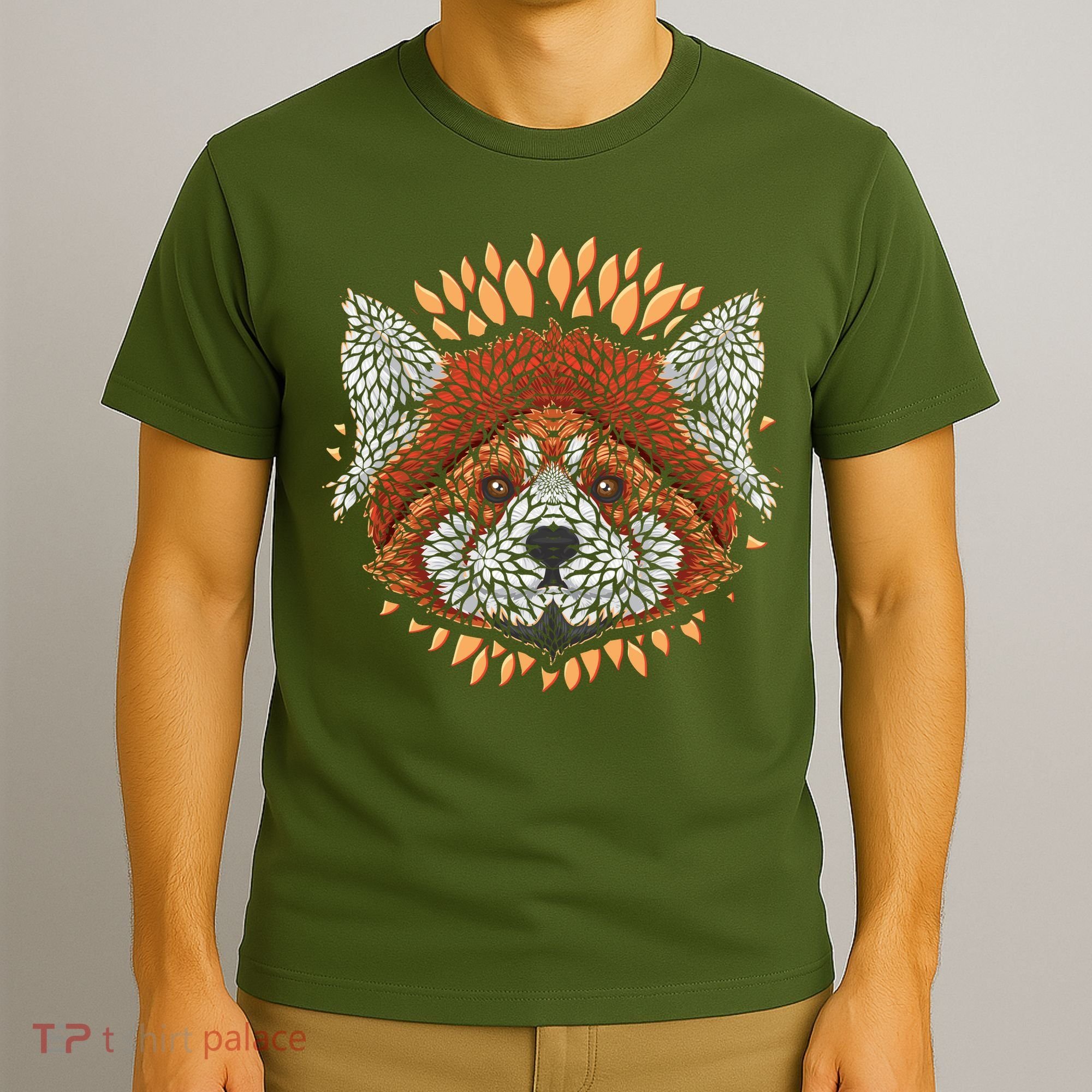 Cute Red Panda Leaf Petal Face T-Shirt