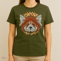 Cute Red Panda Leaf Petal Face T-Shirt thumb 4