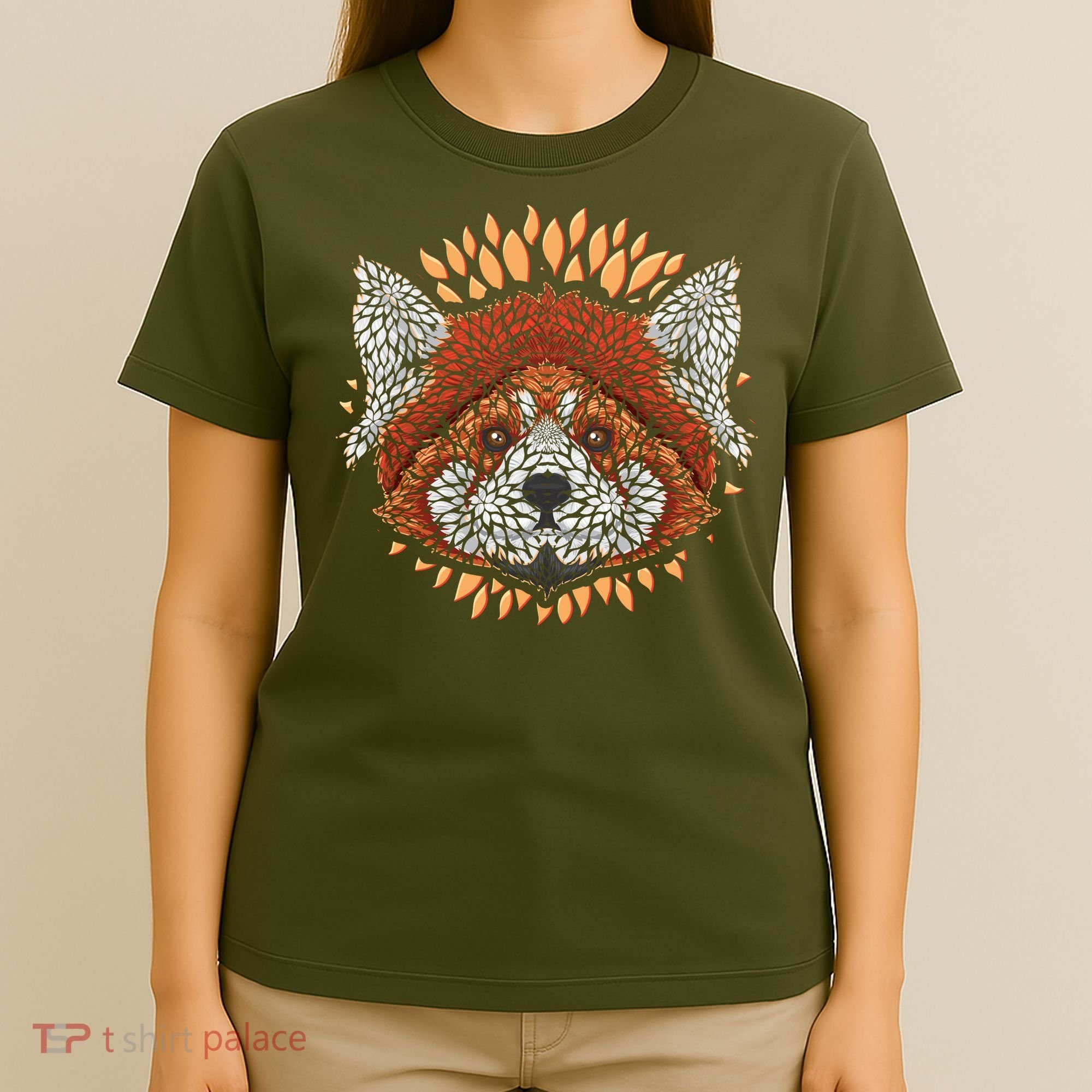 Cute Red Panda Leaf Petal Face T-Shirt