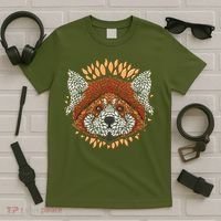 Cute Red Panda Leaf Petal Face T-Shirt thumb 5