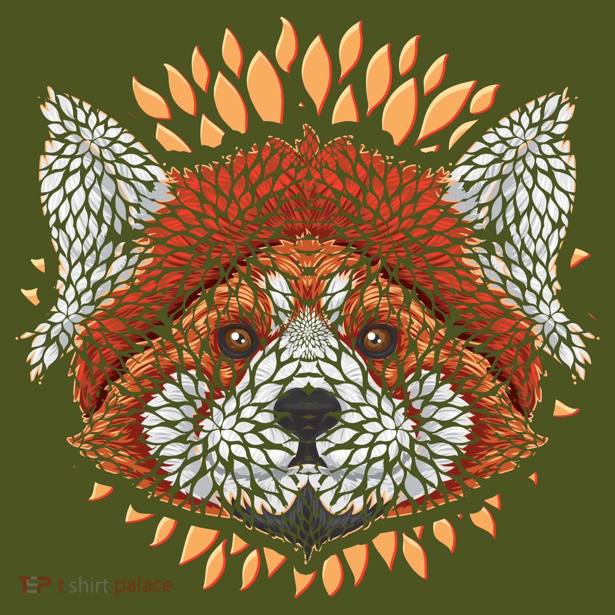 Cute Red Panda Leaf Petal Face Backpack