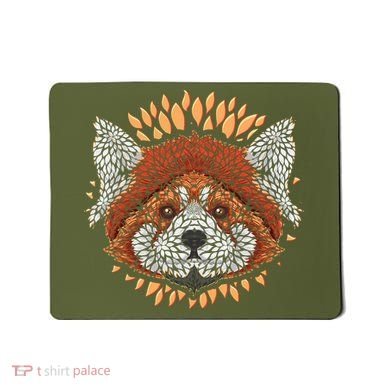 Cute Red Panda Leaf Petal Face Mousepad