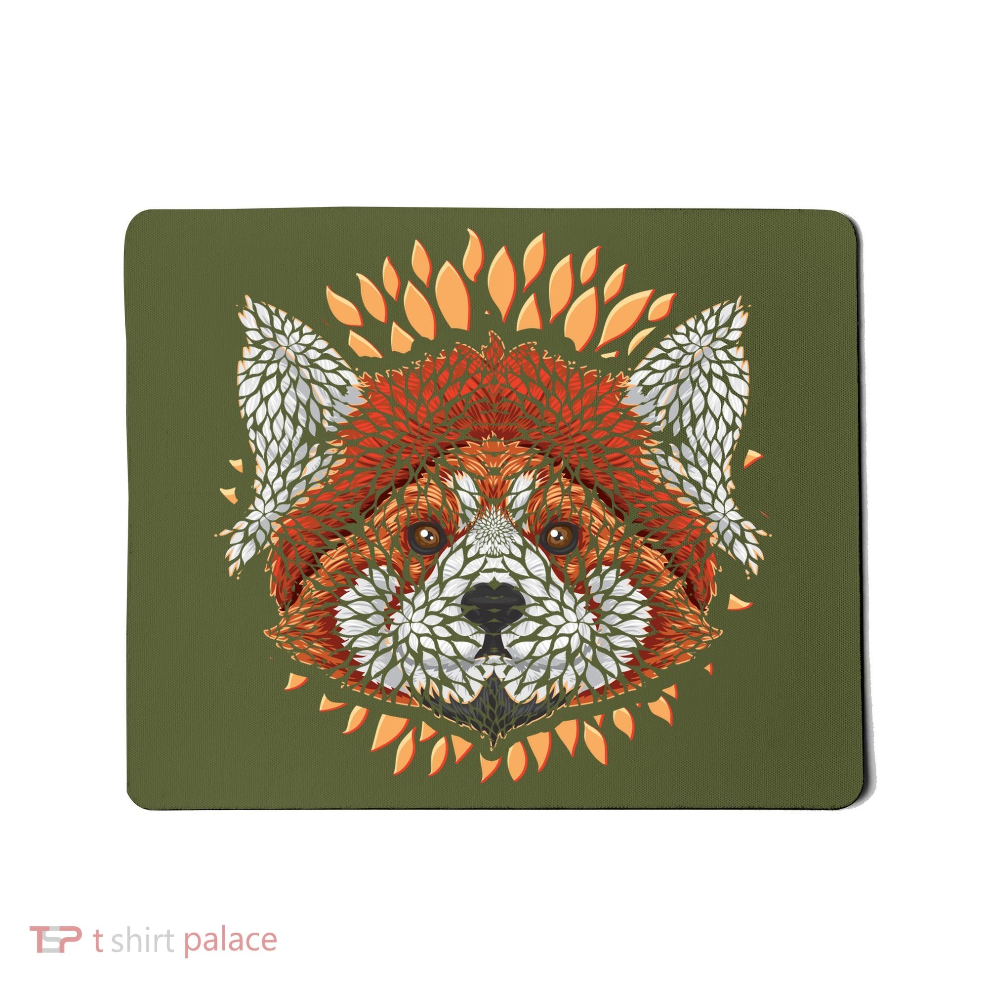 Cute Red Panda Leaf Petal Face Mousepad