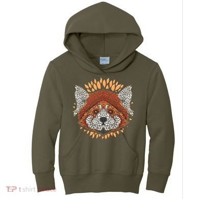 Cute Red Panda Leaf Petal Face Kids Hoodie