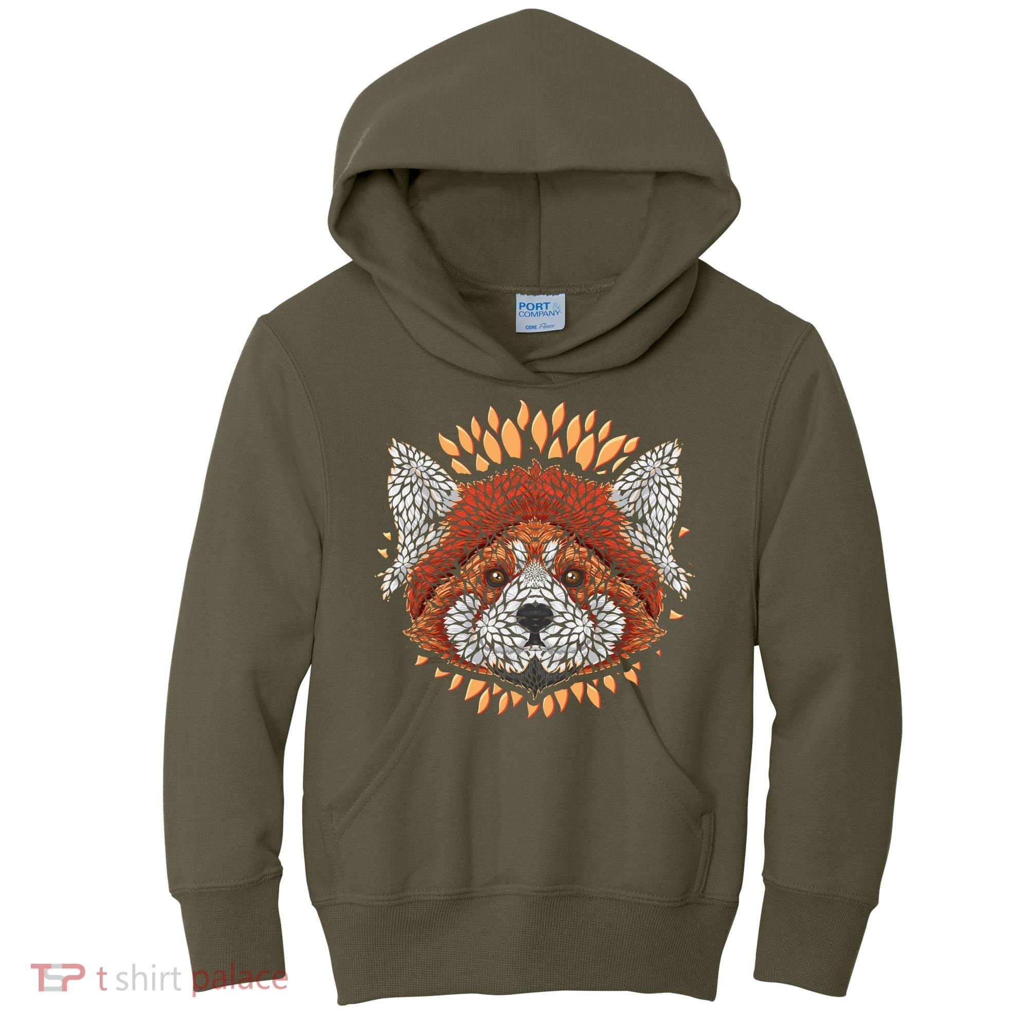 Cute Red Panda Leaf Petal Face Kids Hoodie