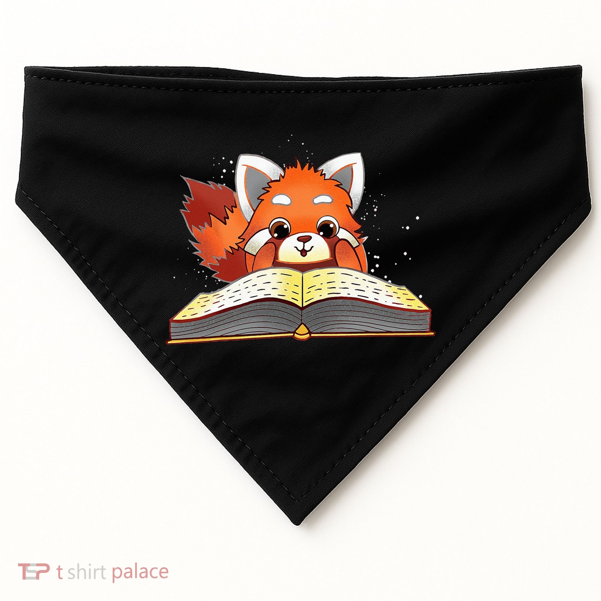 Cute Red Panda Reading A Book Lover Bookworm Love USA-Made Doggie Bandana
