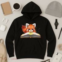 Cute Red Panda Reading A Book Lover Bookworm Love Hoodie thumb 3
