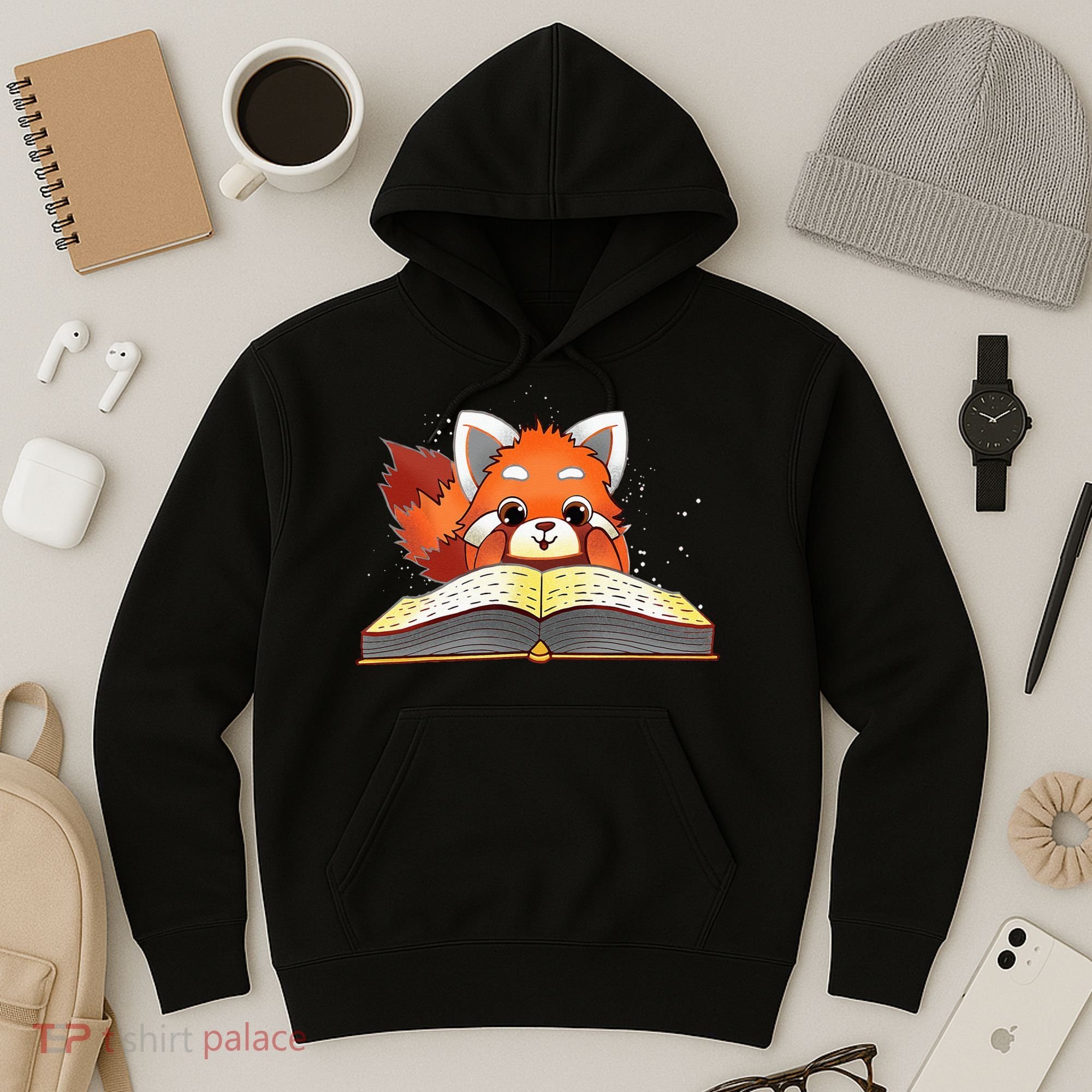 Cute Red Panda Reading A Book Lover Bookworm Love Hoodie