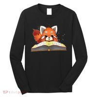 Cute Red Panda Reading A Book Lover Bookworm Love Long Sleeve Shirt thumb 0