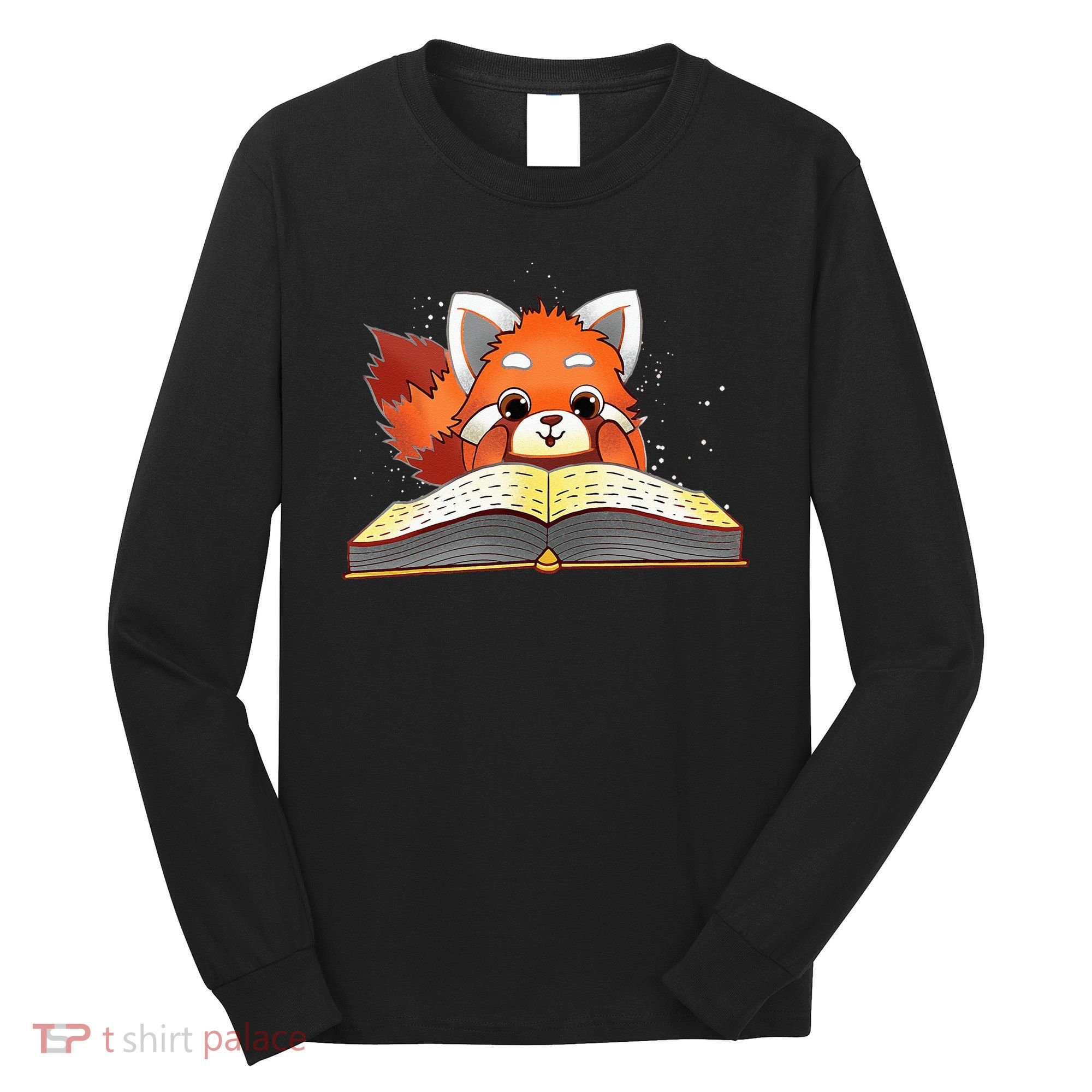 Cute Red Panda Reading A Book Lover Bookworm Love Long Sleeve Shirt