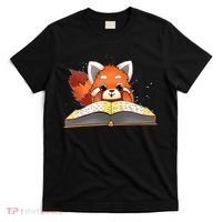 Cute Red Panda Reading A Book Lover Bookworm Love T-Shirt thumb 0