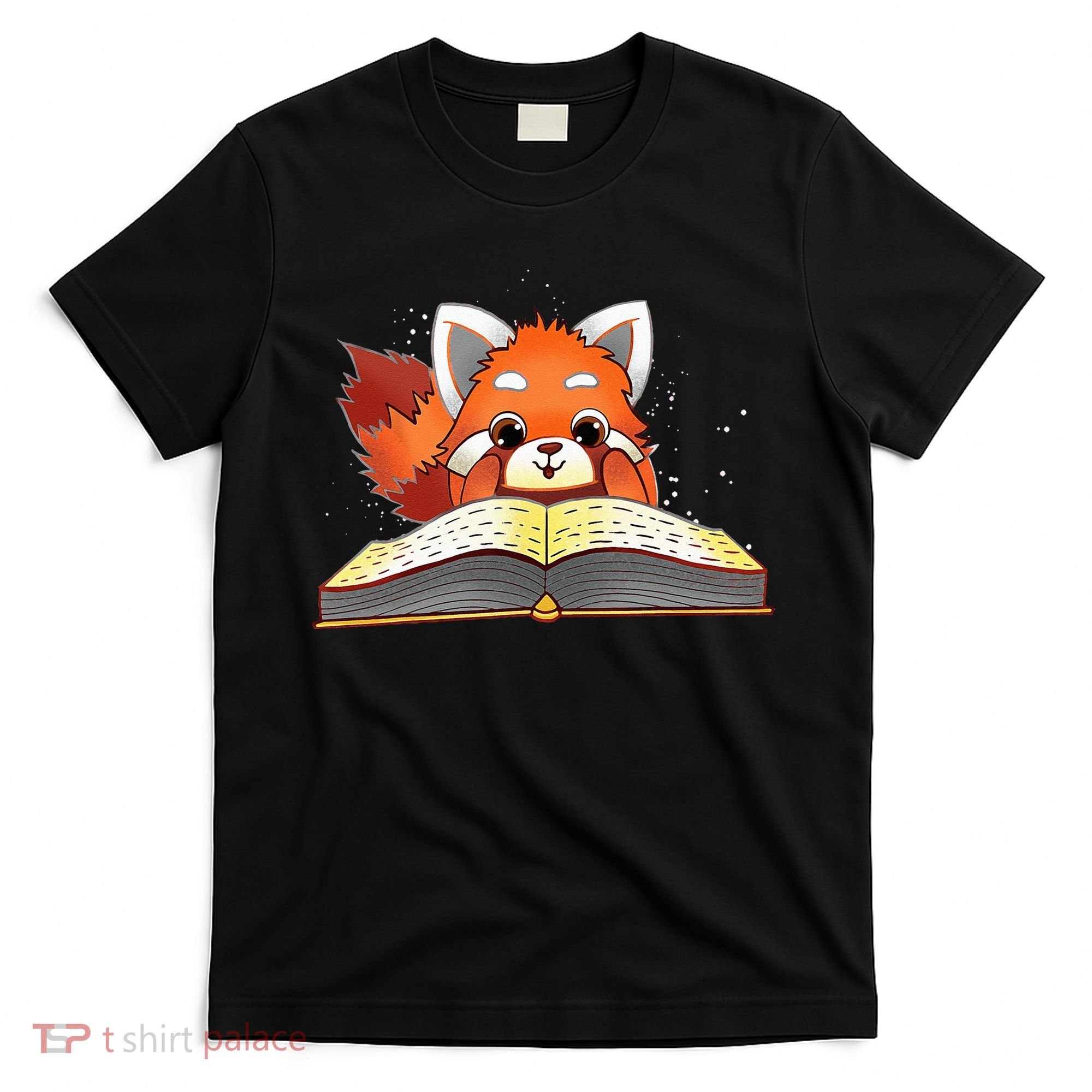 Cute Red Panda Reading A Book Lover Bookworm Love T-Shirt