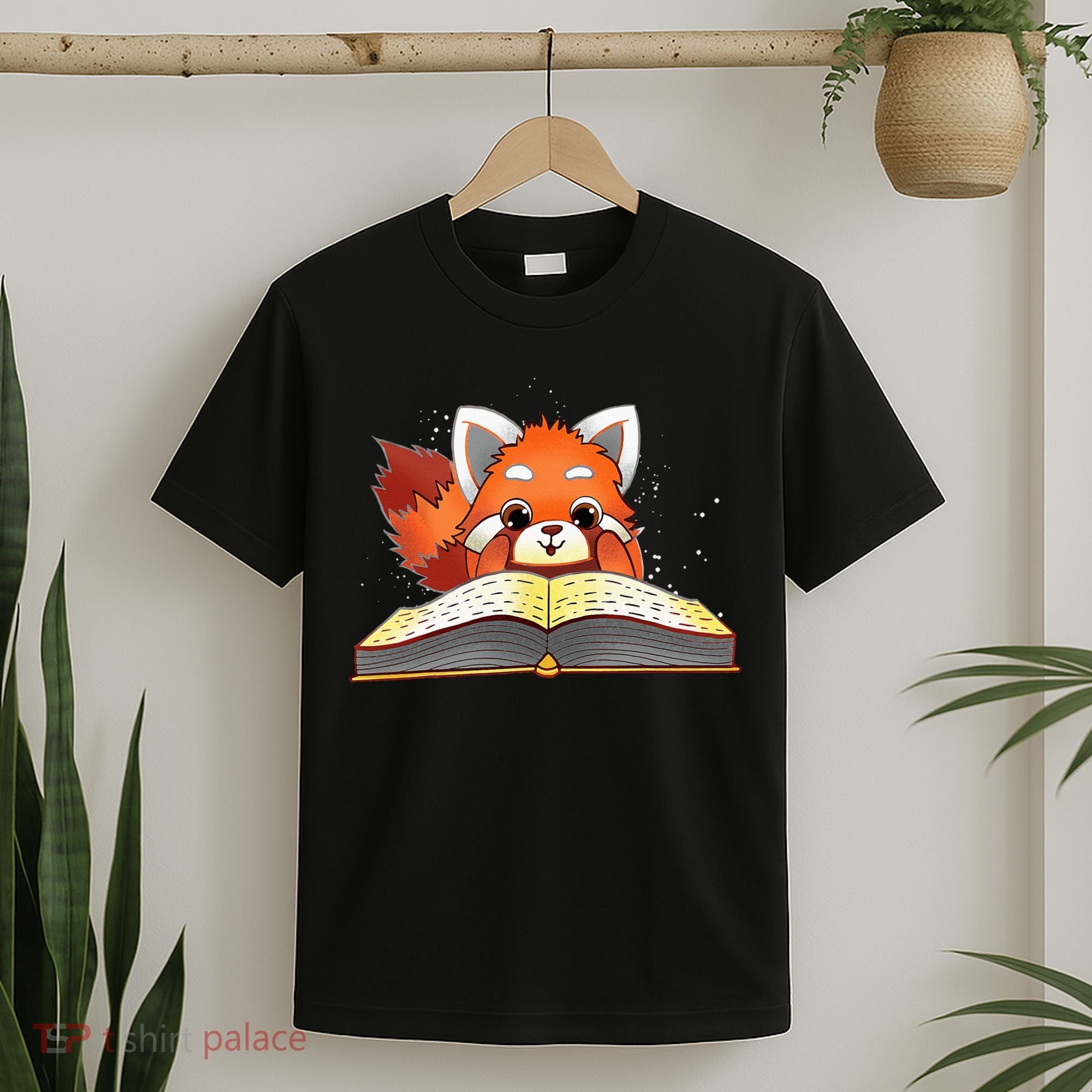 Cute Red Panda Reading A Book Lover Bookworm Love T-Shirt