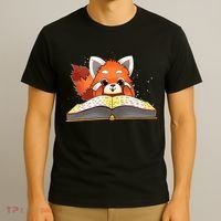 Cute Red Panda Reading A Book Lover Bookworm Love T-Shirt thumb 3