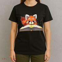 Cute Red Panda Reading A Book Lover Bookworm Love T-Shirt thumb 4