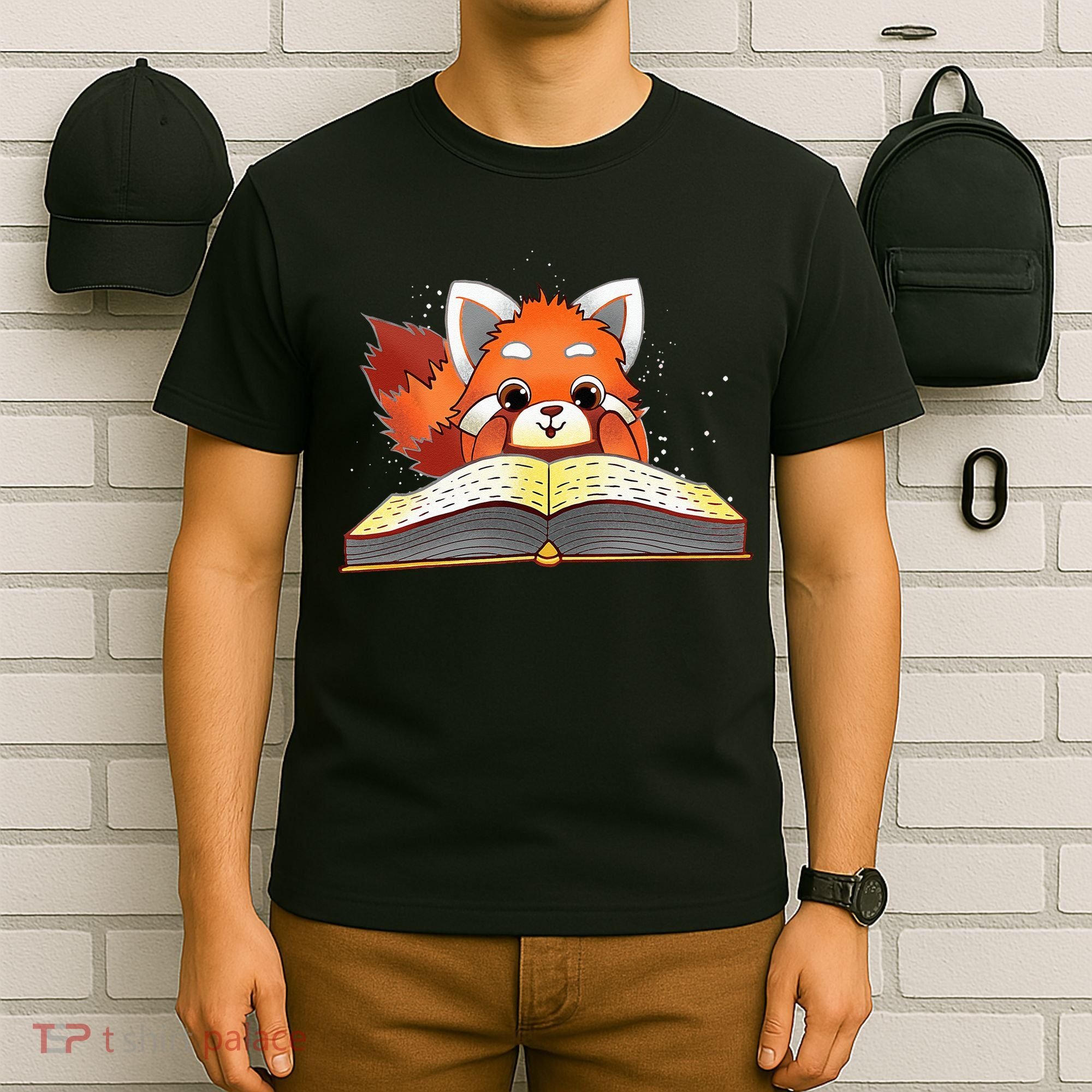 Cute Red Panda Reading A Book Lover Bookworm Love T-Shirt