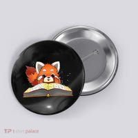 Cute Red Panda Reading A Book Lover Bookworm Love Button thumb 0
