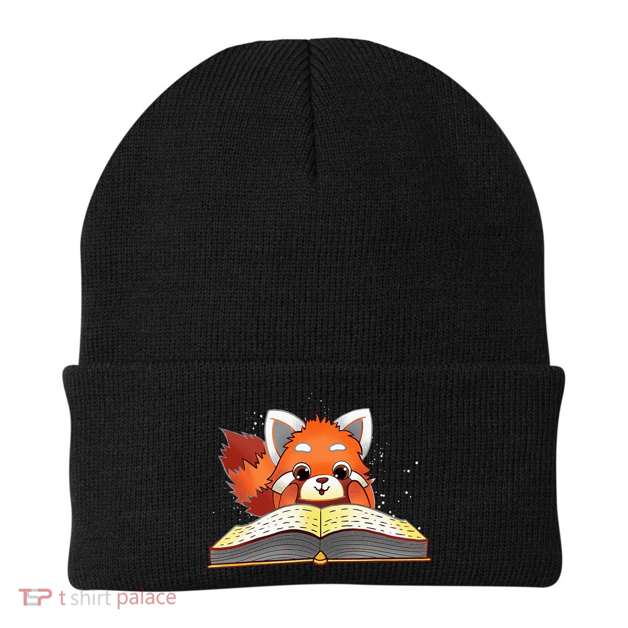 Cute Red Panda Reading A Book Lover Bookworm Love Beanie