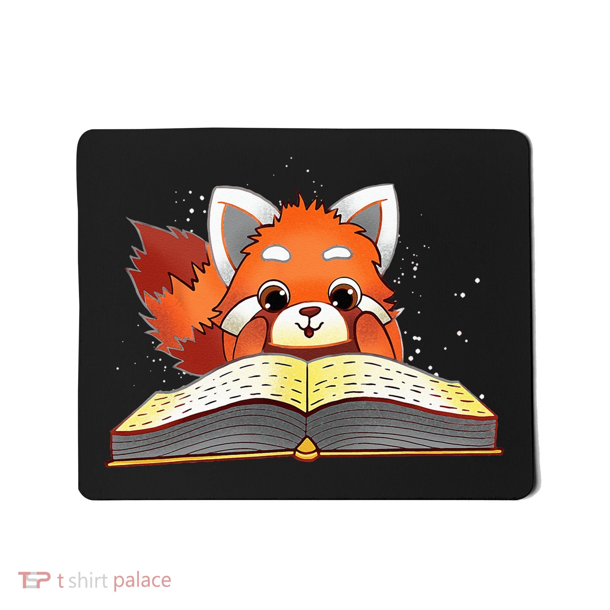 Cute Red Panda Reading A Book Lover Bookworm Love Mousepad