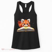 Cute Red Panda Reading A Book Lover Bookworm Love Women's Tank Top thumb 0