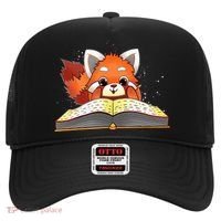 Cute Red Panda Reading A Book Lover Bookworm Love Hat thumb 0