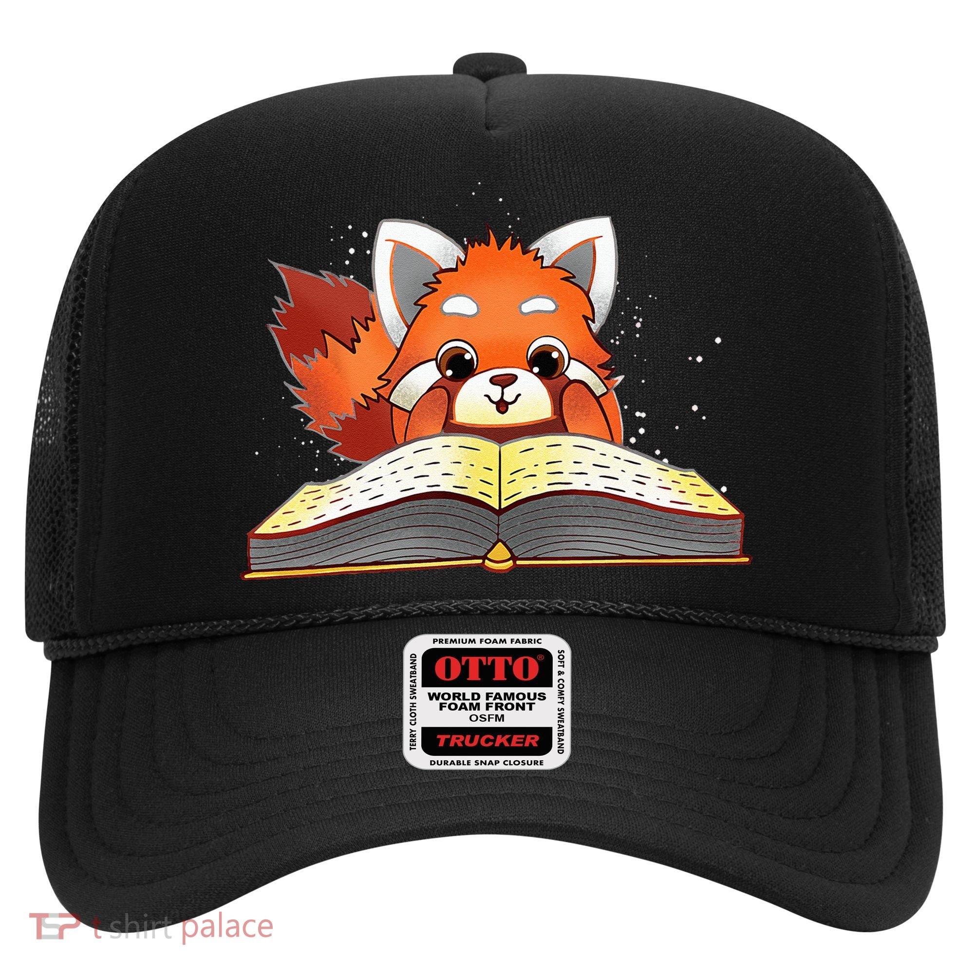 Cute Red Panda Reading A Book Lover Bookworm Love Hat