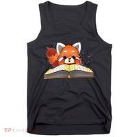 Cute Red Panda Reading A Book Lover Bookworm Love Tank Top thumb 0