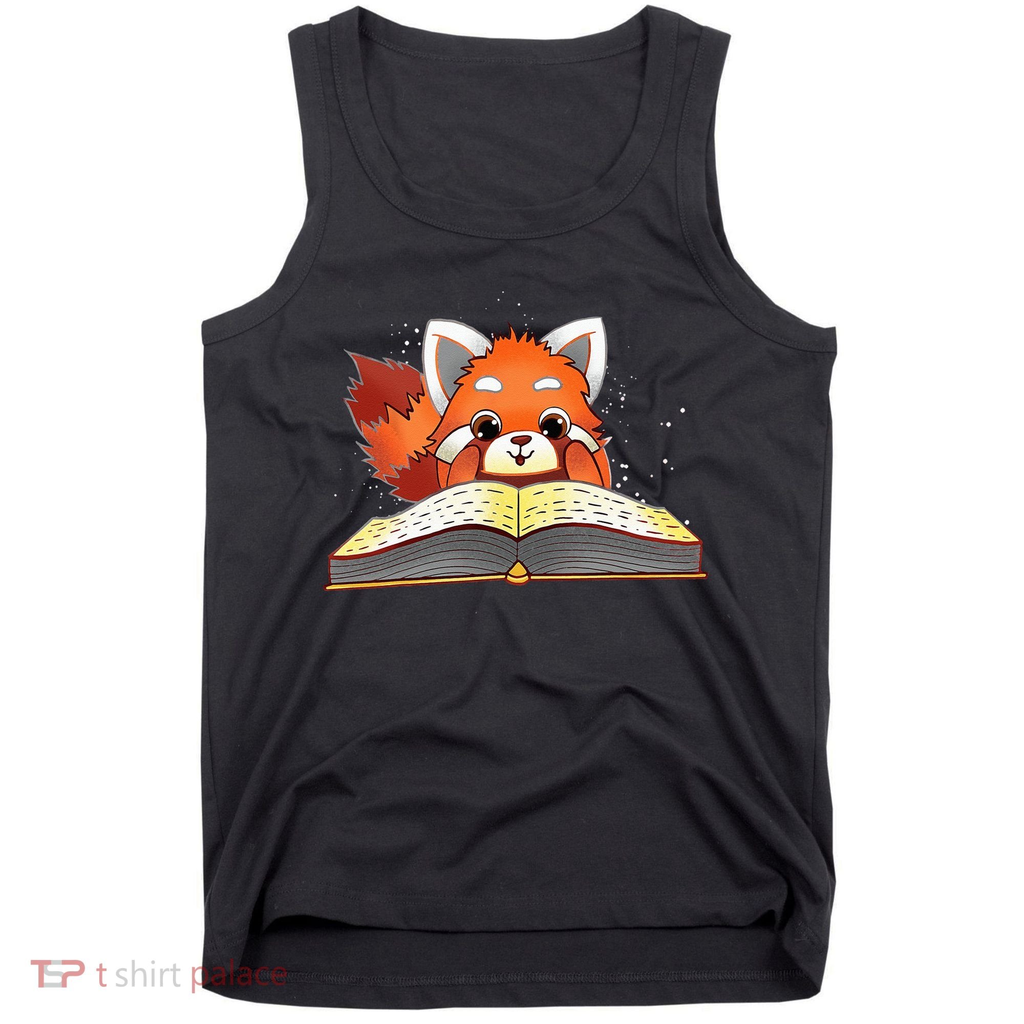 Cute Red Panda Reading A Book Lover Bookworm Love Tank Top