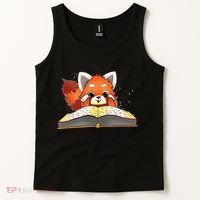 Cute Red Panda Reading A Book Lover Bookworm Love Tank Top thumb 2