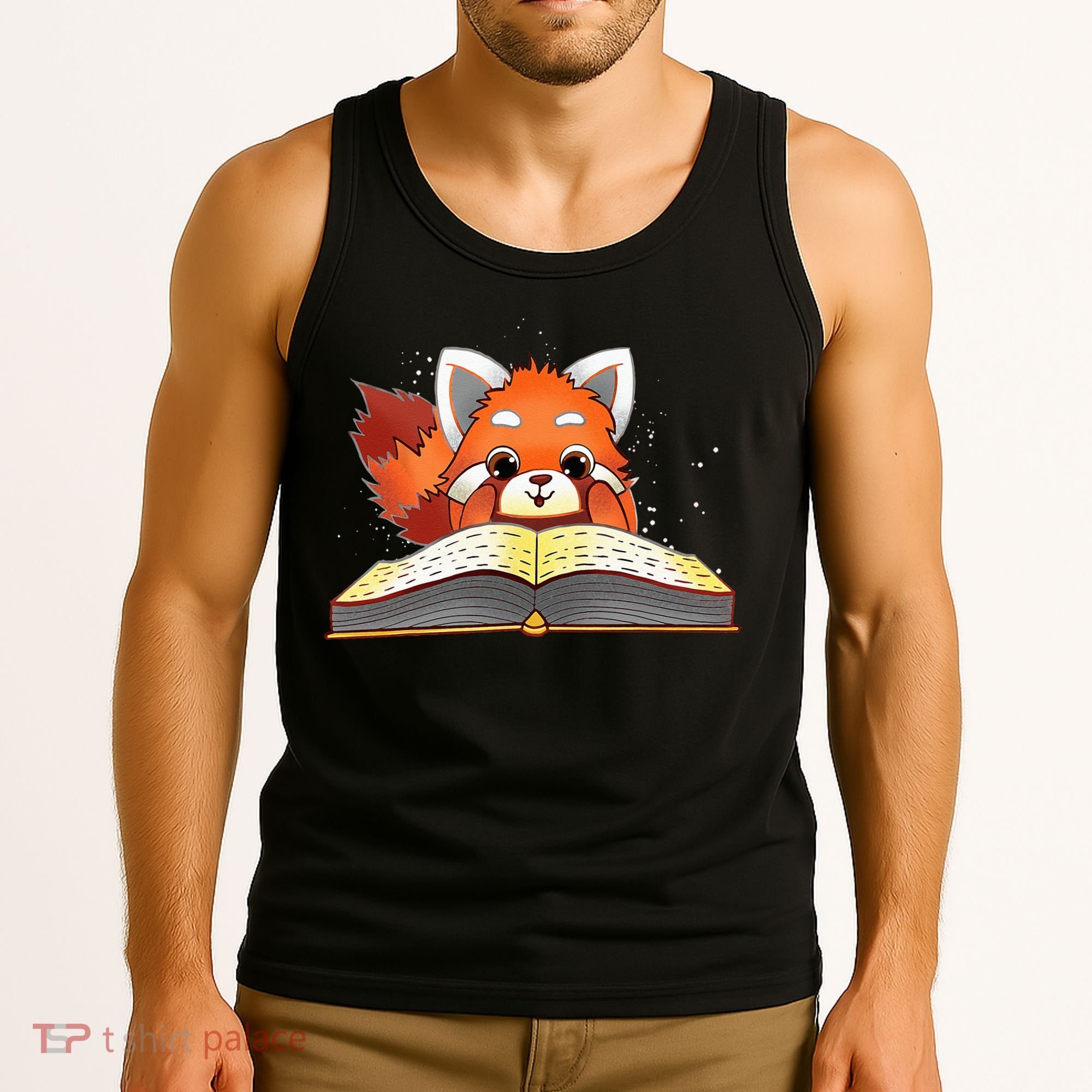 Cute Red Panda Reading A Book Lover Bookworm Love Tank Top