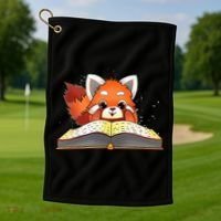 Cute Red Panda Reading A Book Lover Bookworm Love Golf Towel thumb 1