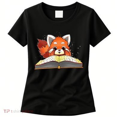 Cute Red Panda Reading A Book Lover Bookworm Love Women's T-Shirt