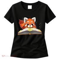 Cute Red Panda Reading A Book Lover Bookworm Love Women's T-Shirt thumb 0