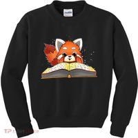 Cute Red Panda Reading A Book Lover Bookworm Love Kids Sweatshirt thumb 0