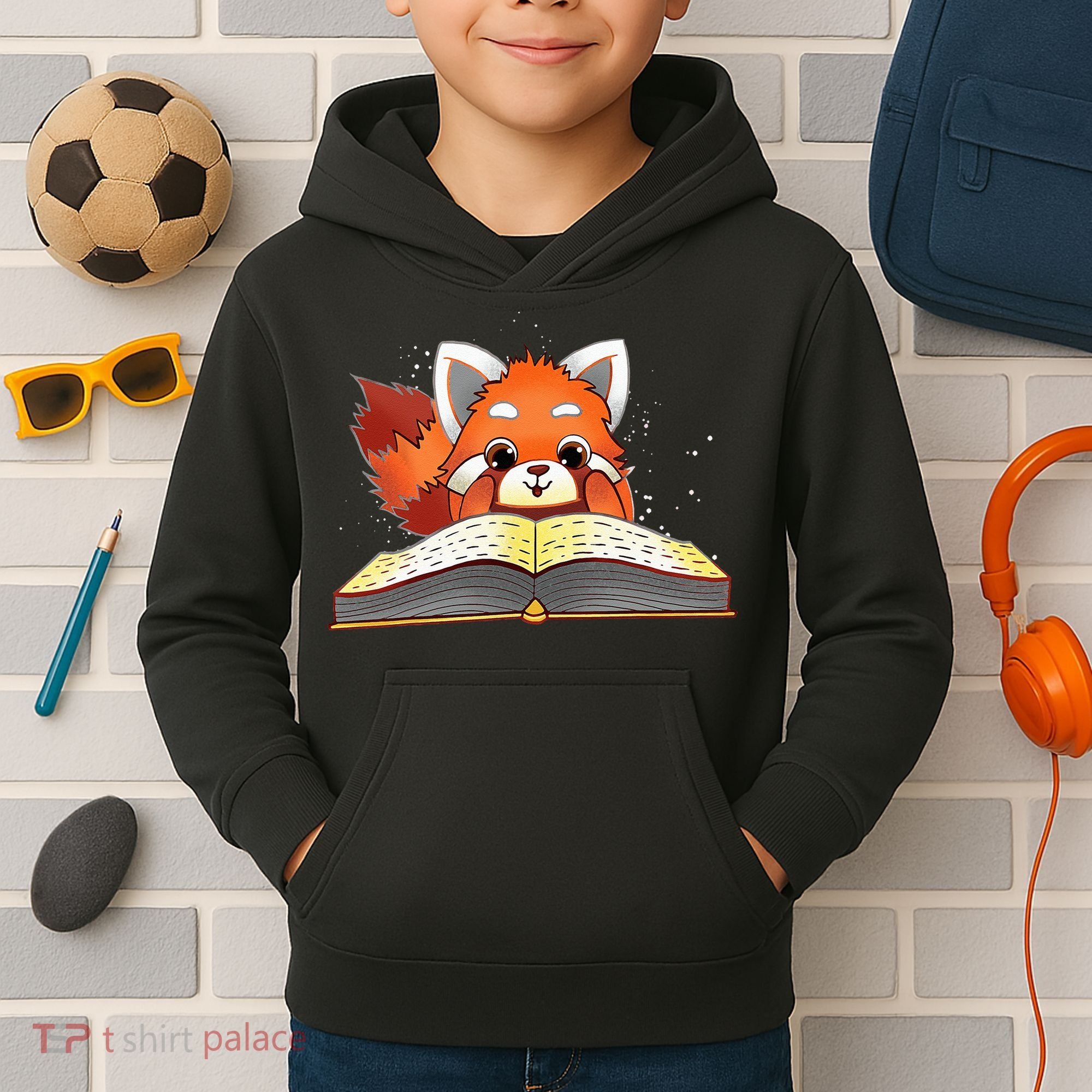 Cute Red Panda Reading A Book Lover Bookworm Love Kids Hoodie