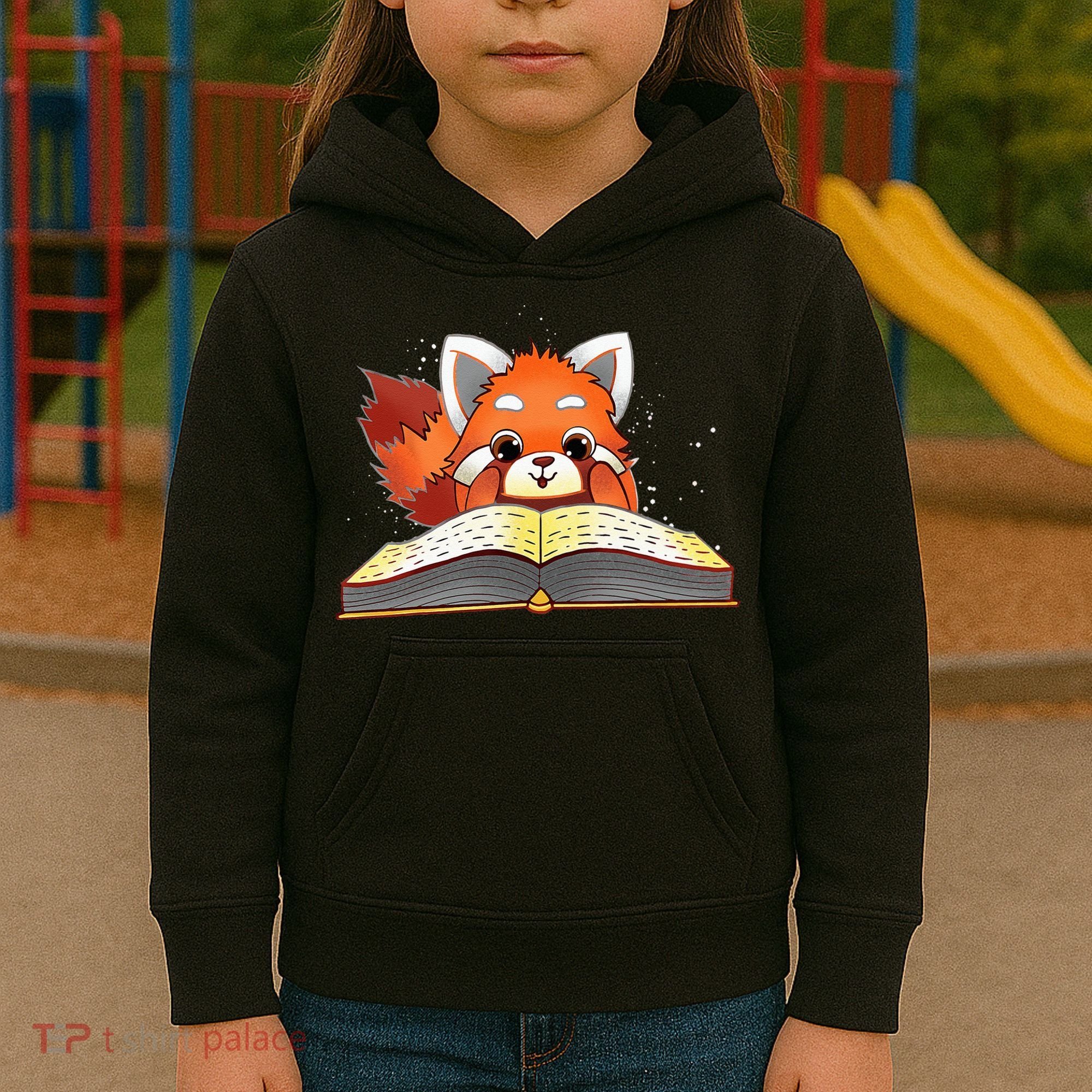 Cute Red Panda Reading A Book Lover Bookworm Love Kids Hoodie