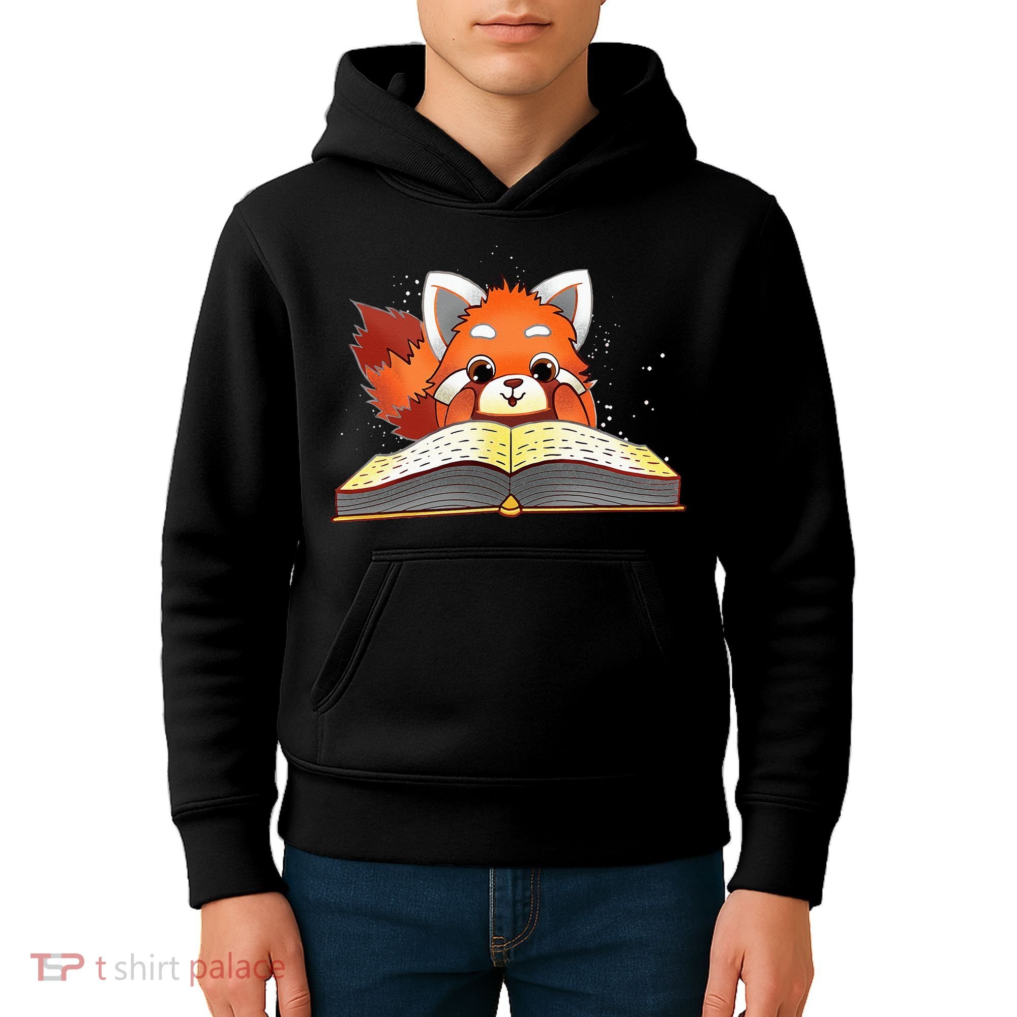 Cute Red Panda Reading A Book Lover Bookworm Love Kids Hoodie