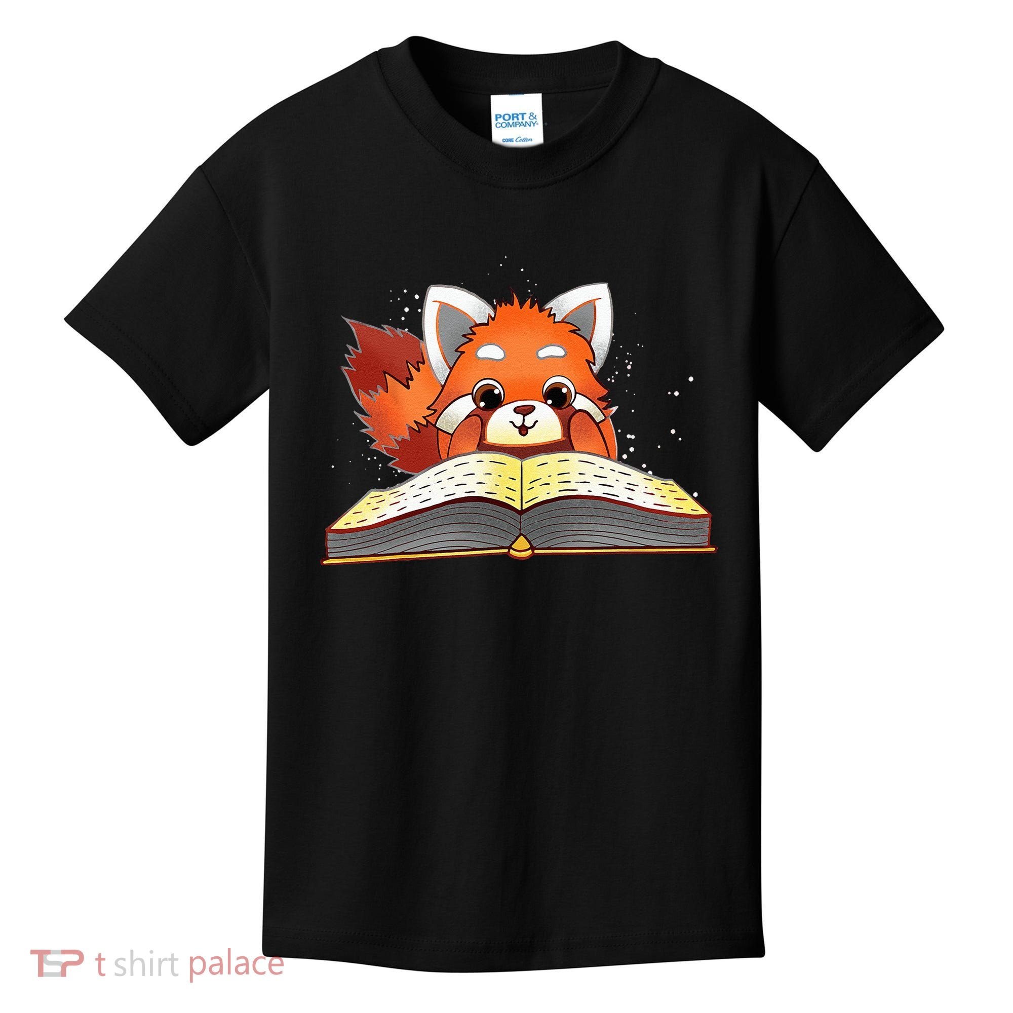 Cute Red Panda Reading A Book Lover Bookworm Love Kids T-Shirt