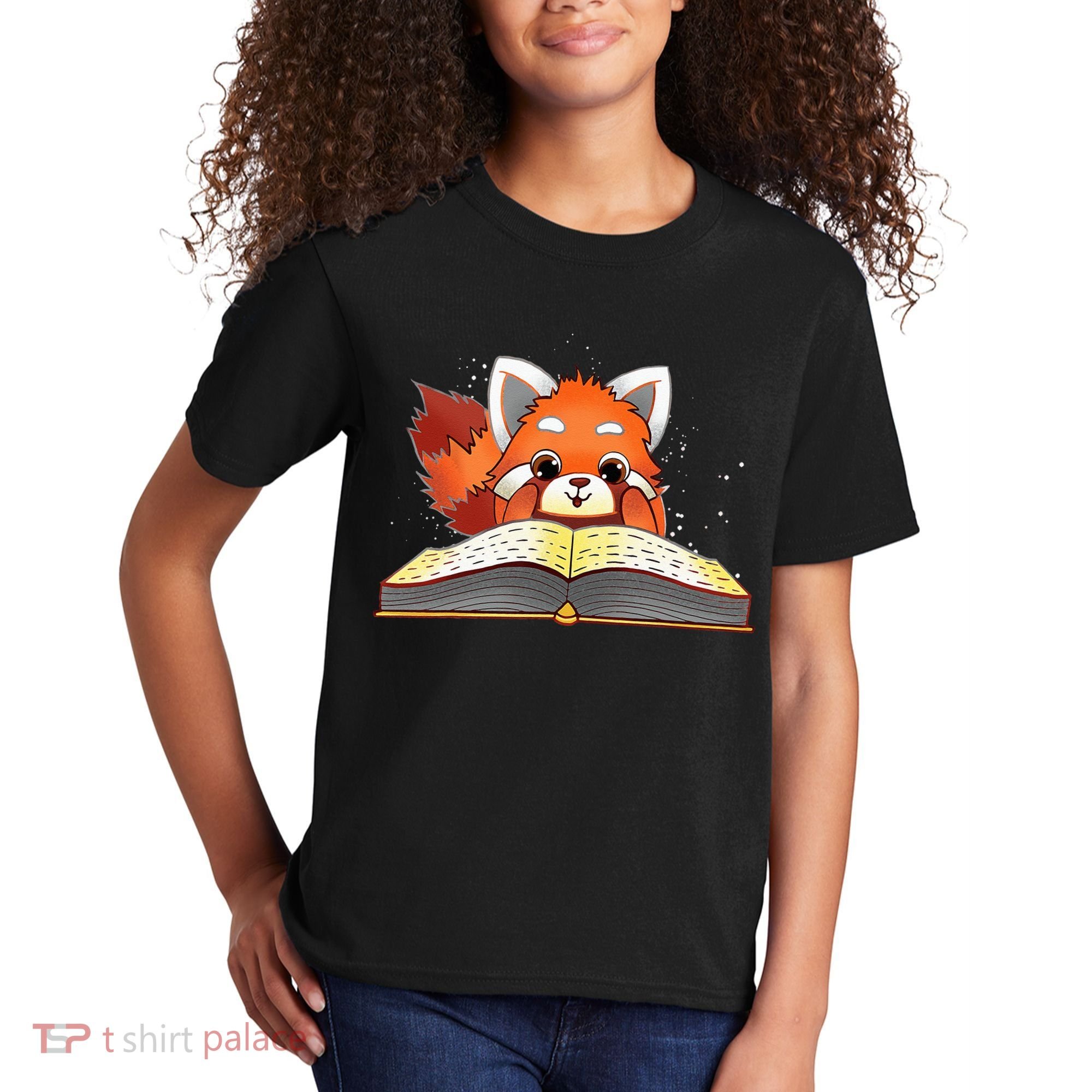 Cute Red Panda Reading A Book Lover Bookworm Love Kids T-Shirt