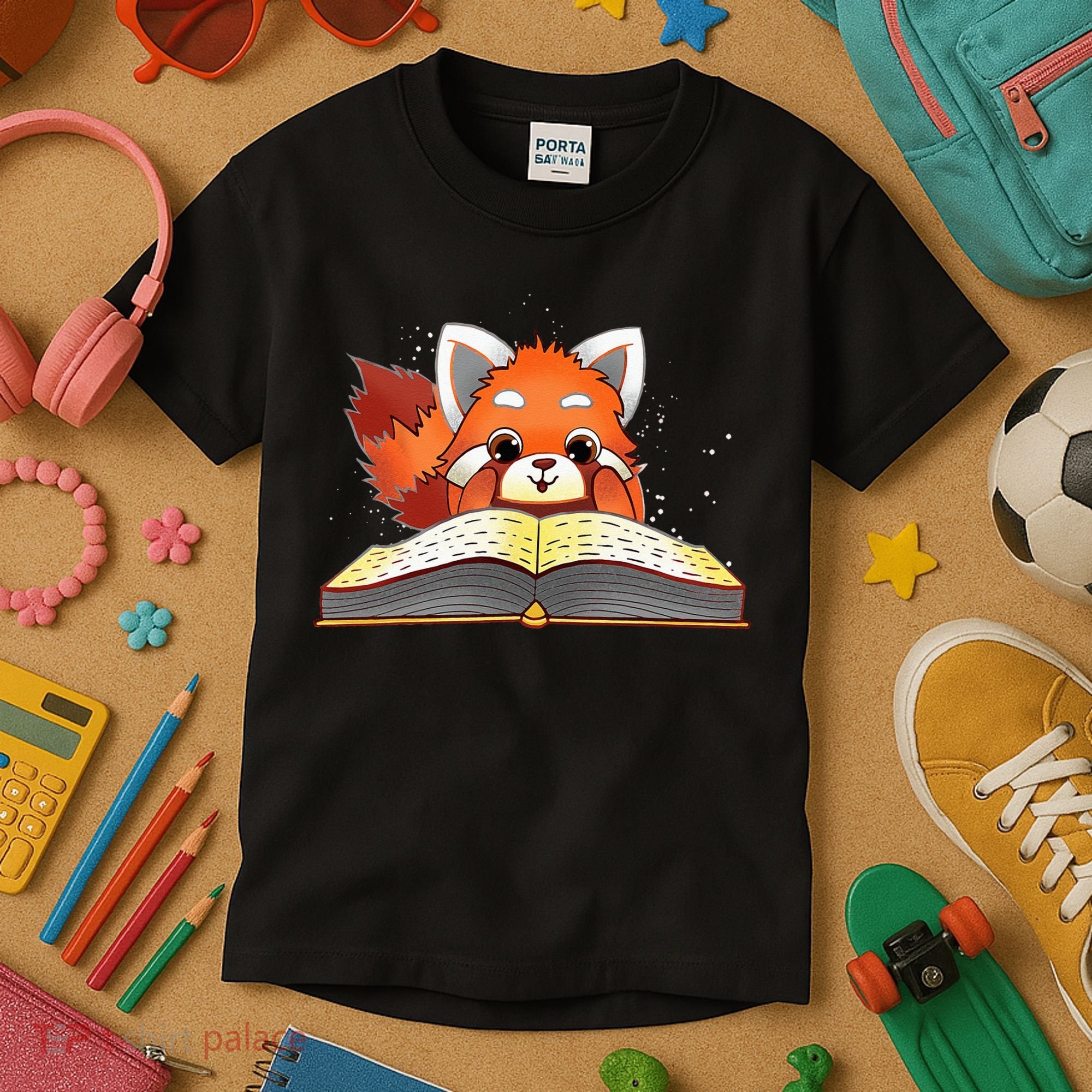 Cute Red Panda Reading A Book Lover Bookworm Love Kids T-Shirt
