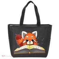 Cute Red Panda Reading A Book Lover Bookworm Love Tote Bag thumb 0