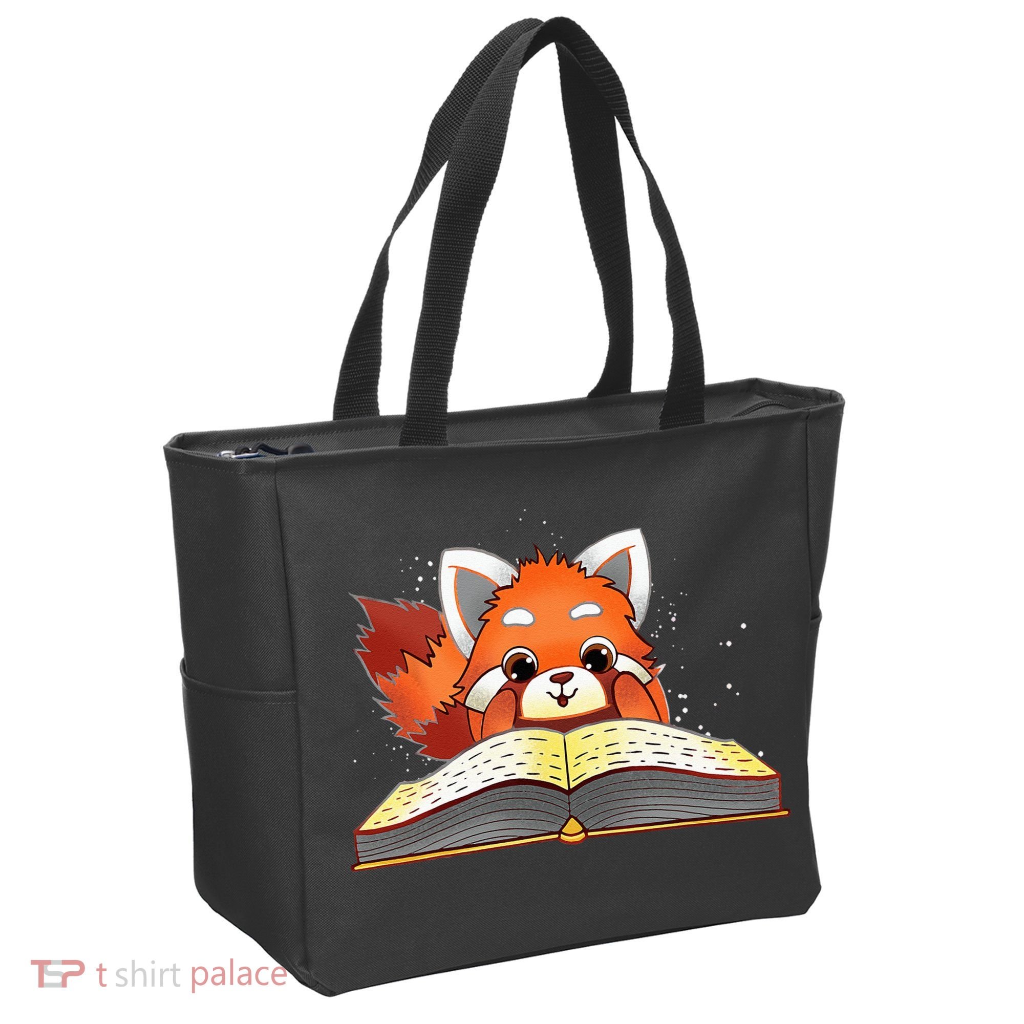 Cute Red Panda Reading A Book Lover Bookworm Love Tote Bag