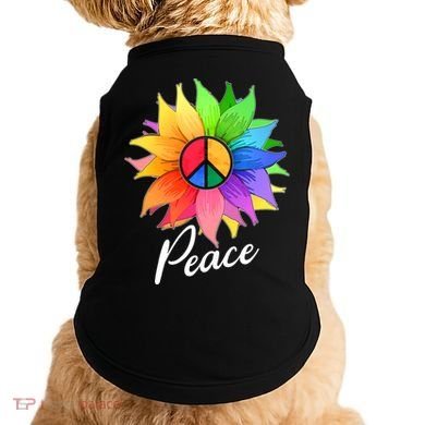 Cute Rainbow Peace Symbol Flower Doggie Tank