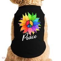 Cute Rainbow Peace Symbol Flower Doggie Tank thumb 0